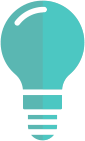 Graphic blue lightbulb icon